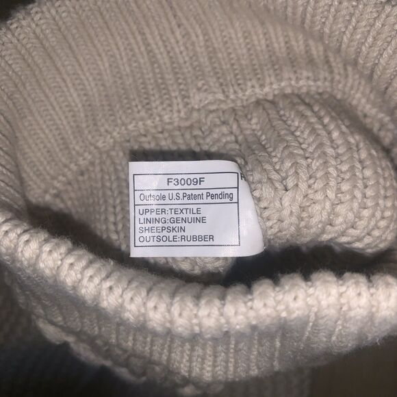 UGG 5879 Beige Textured Textile MidCalf Boots Sheepskin Lining Women’s Size 7 - Picture 13 of 13